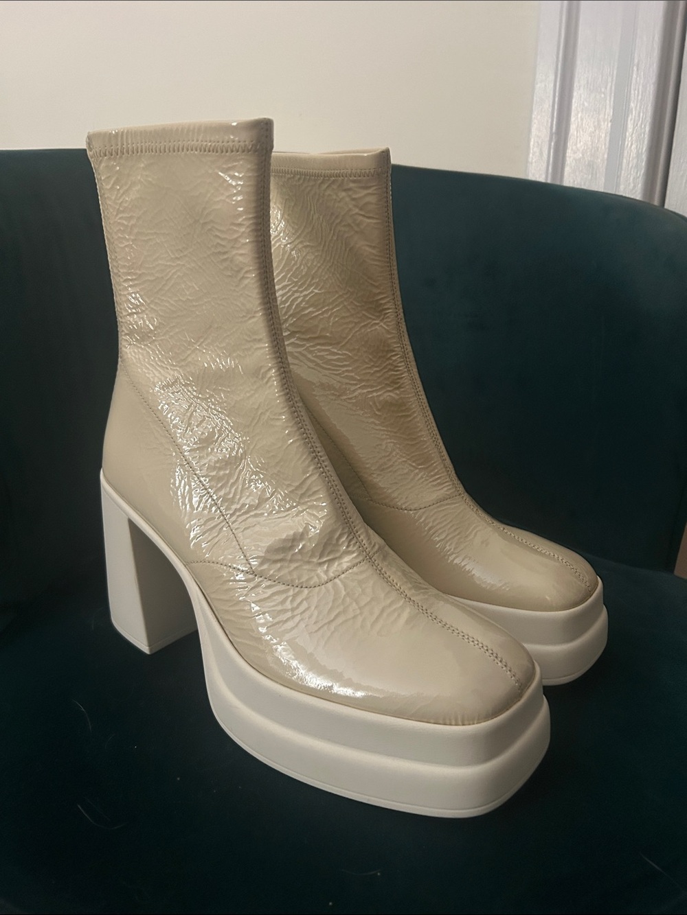 Free People double stack Platform Ankle Boots in Cream